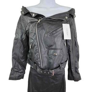 AFTF Basic Classic Clothing Leather Full Zip Black Moto Jacket